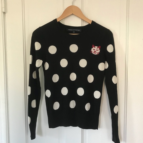French Connection Polka Dot Cat Sweater 